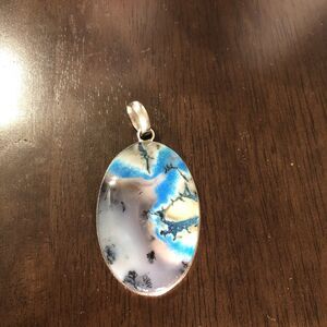Moss Agate Gemstone Handmade Jewelry .925 Silver Plated Pendant